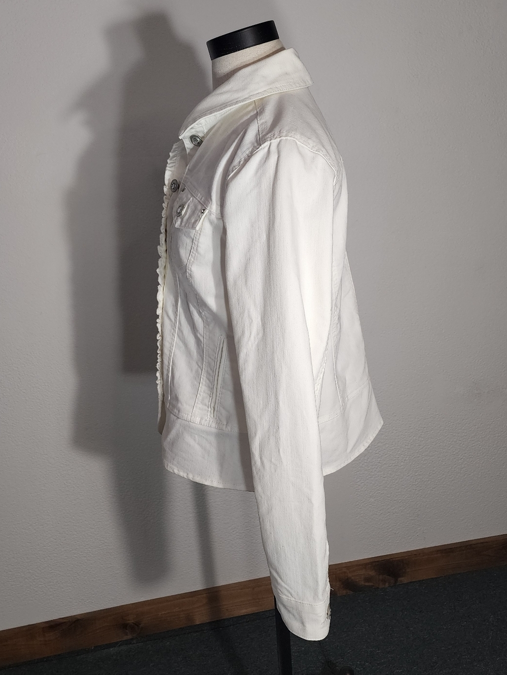 Christopher & Banks Jacket Denim Women's Button-Up Off-White Size M - Picture 9 of 14